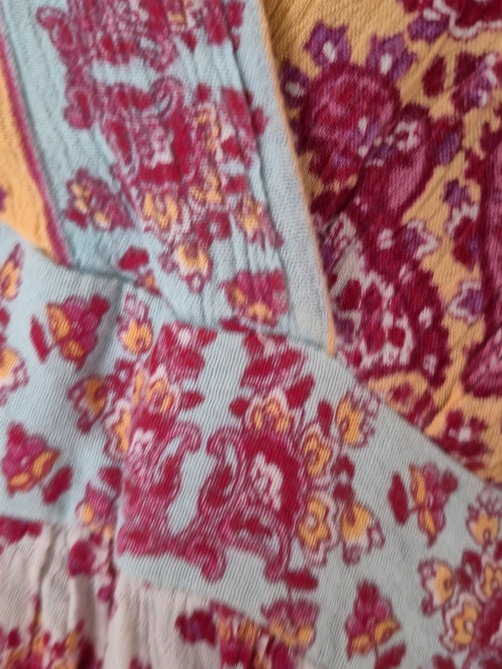 Boho Paisley Crinkle Maxi Dress Pink Yellow Casual Festival, Sun Dress - Picture 4 of 11